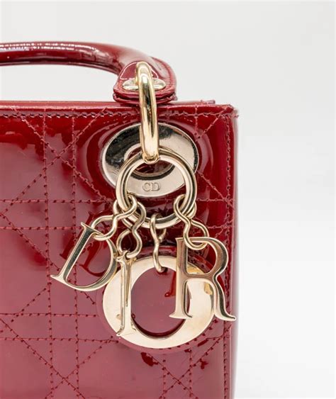 dior mini dior bag cherry red patent cannage calfskin women